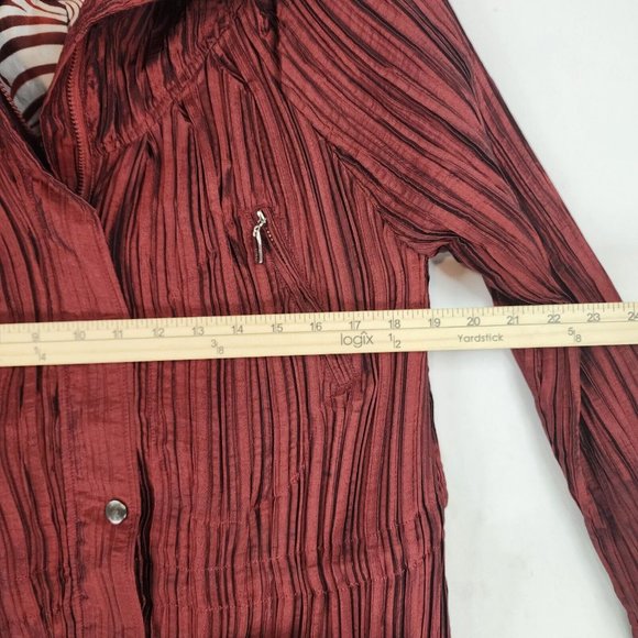 UBU Jacket Womens Small Burgundy Crinkled Retro Lightweight Full Zip Snap on - Picture 5 of 13